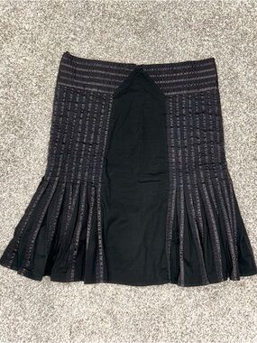Black Pleated Flare Panel Skirt Central Falls Co Y2K Vintage Whimsigoth Goth